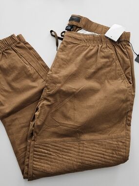 Men's Stretch Drawstring Chinos Pants 2XL in Tan